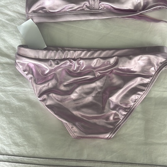 Limeapple Swim Limeapple Bikini Bathing Suit Pink Metallic New With